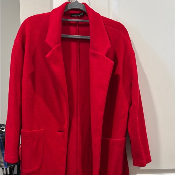 Zara Red Open Front Coat - Picture 2 of 5